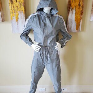 Hot & Delicious Women's Gray Reflective Hooded Tracksuit SZ M